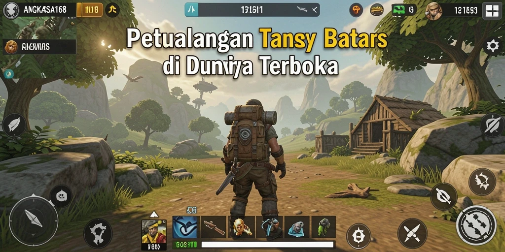 Screenshot gameplay ANGKASA168 yang menunjukkan eksplorasi dunia terbuka.