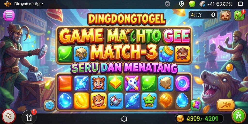 Screenshot DINGDONGTOGEL menampilkan aksi mencocokkan elemen warna-warni.