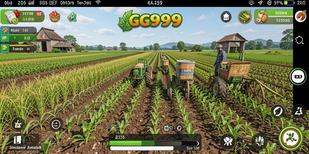Screenshot gameplay GG999 menampilkan suasana ladang yang indah.
