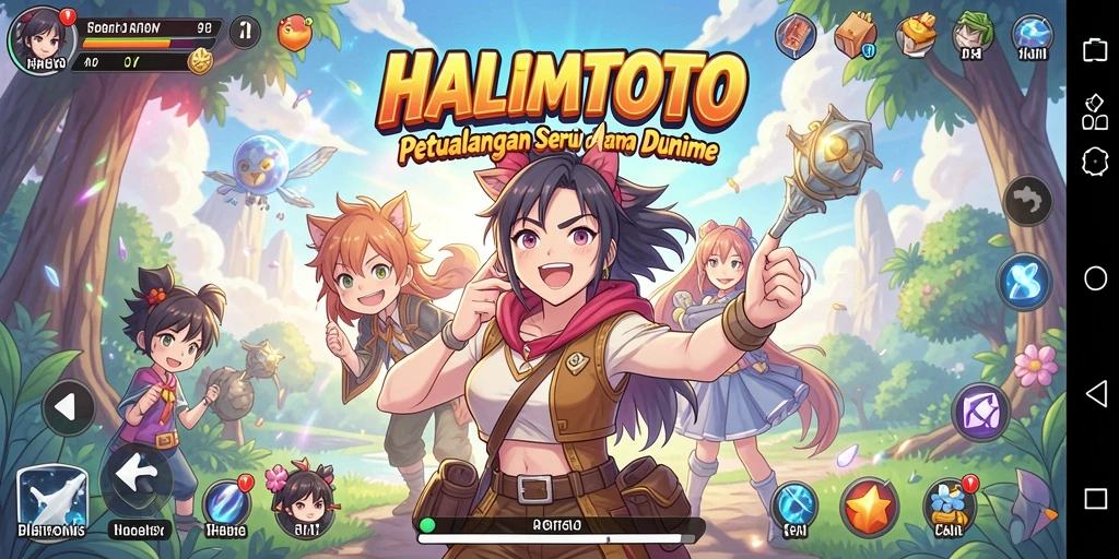 Tampilan menarik dari gameplay HALIMTOTO dengan karakter anime.