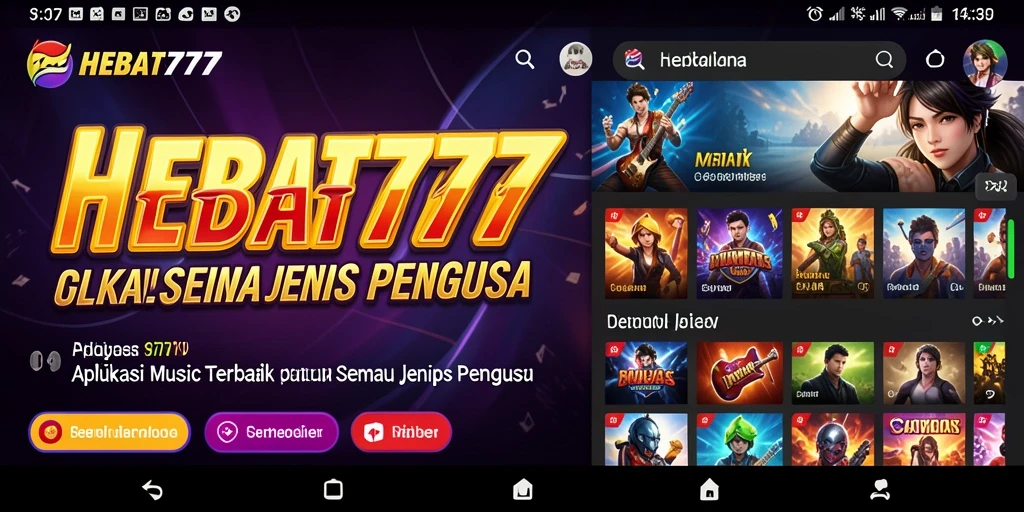 Tampilan gameplay seru HEBAT777 dengan berbagai pilihan musik.