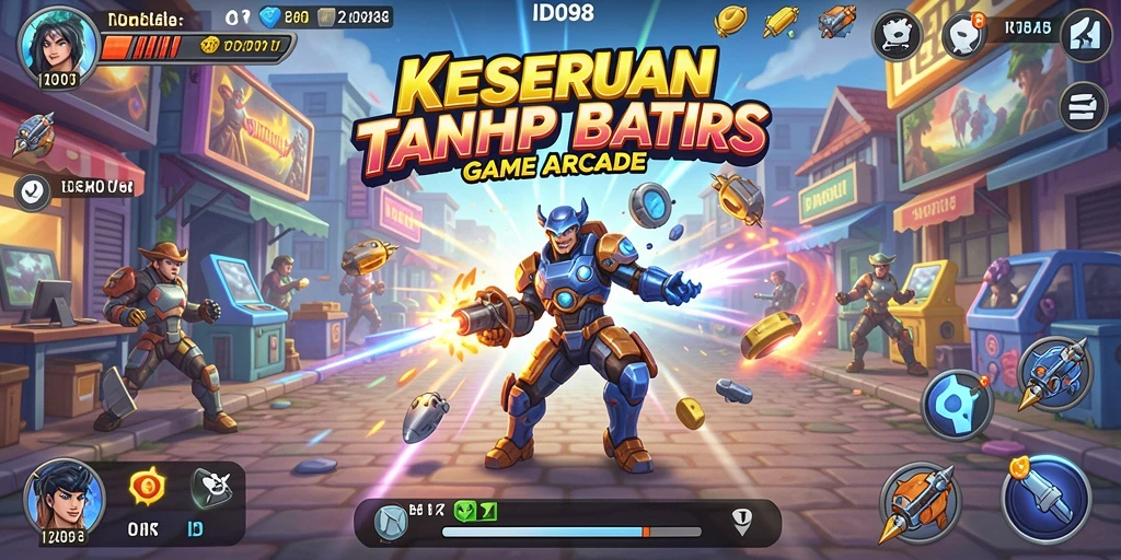 Tampilan gameplay Arcade yang dinamis dan penuh aksi dalam ID098.