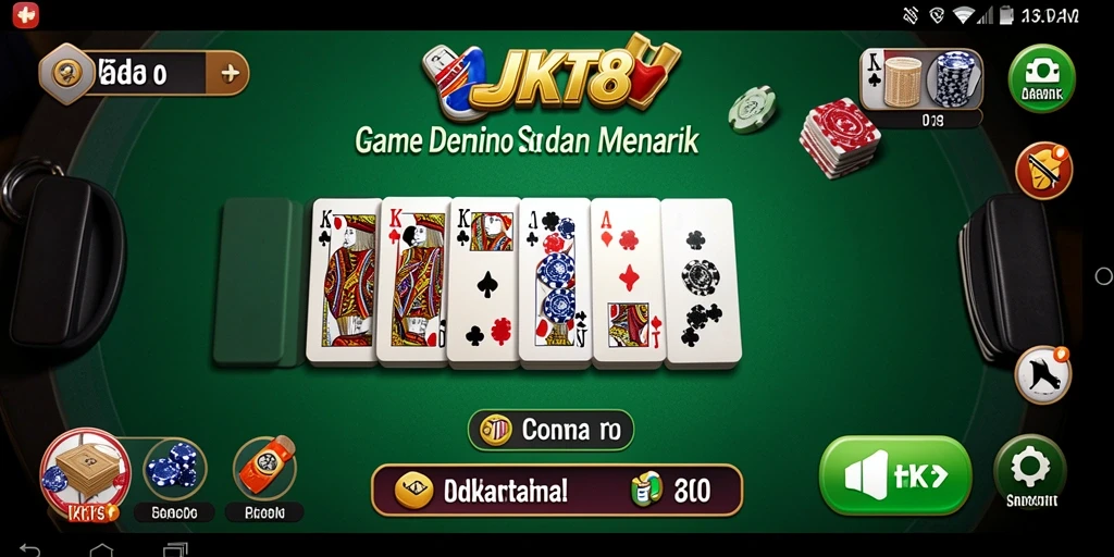 Screenshot gameplay JKT8 menampilkan suasana bermain Domino yang seru.
