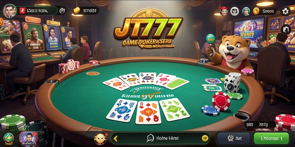 Gameplay Poker seru di JT777 dengan berbagai mode menarik.
