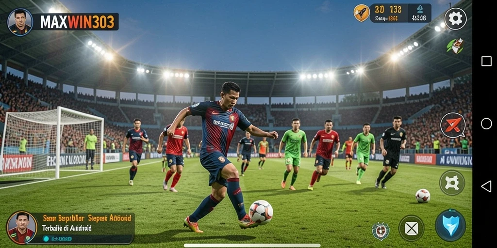 Tampilan gameplay mendebarkan di MAXWIN303 dengan aksi sepak bola yang menegangkan.
