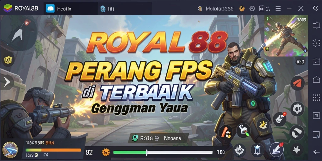 Screenshot gameplay ROYAL88 memperlihatkan aksi tembak-menembak yang seru.
