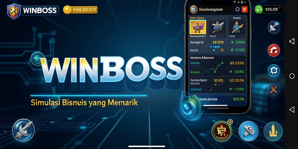 Tampilan gameplay WINBOSS dengan elemen simulasi bisnis yang menarik.