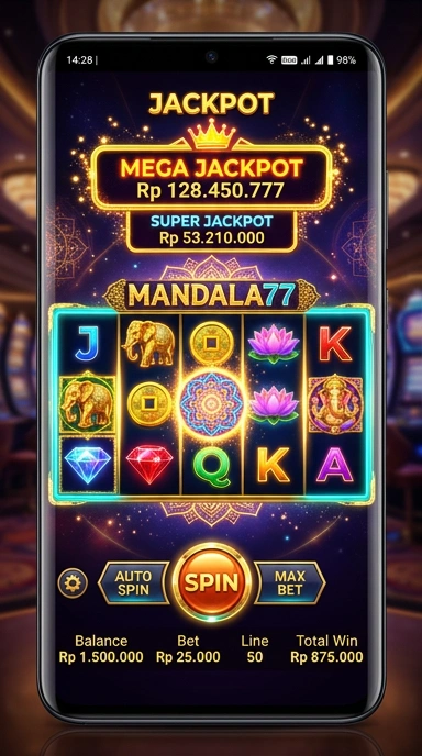 Screenshot aplikasi mandala77 dengan fitur pencarian yang canggih.